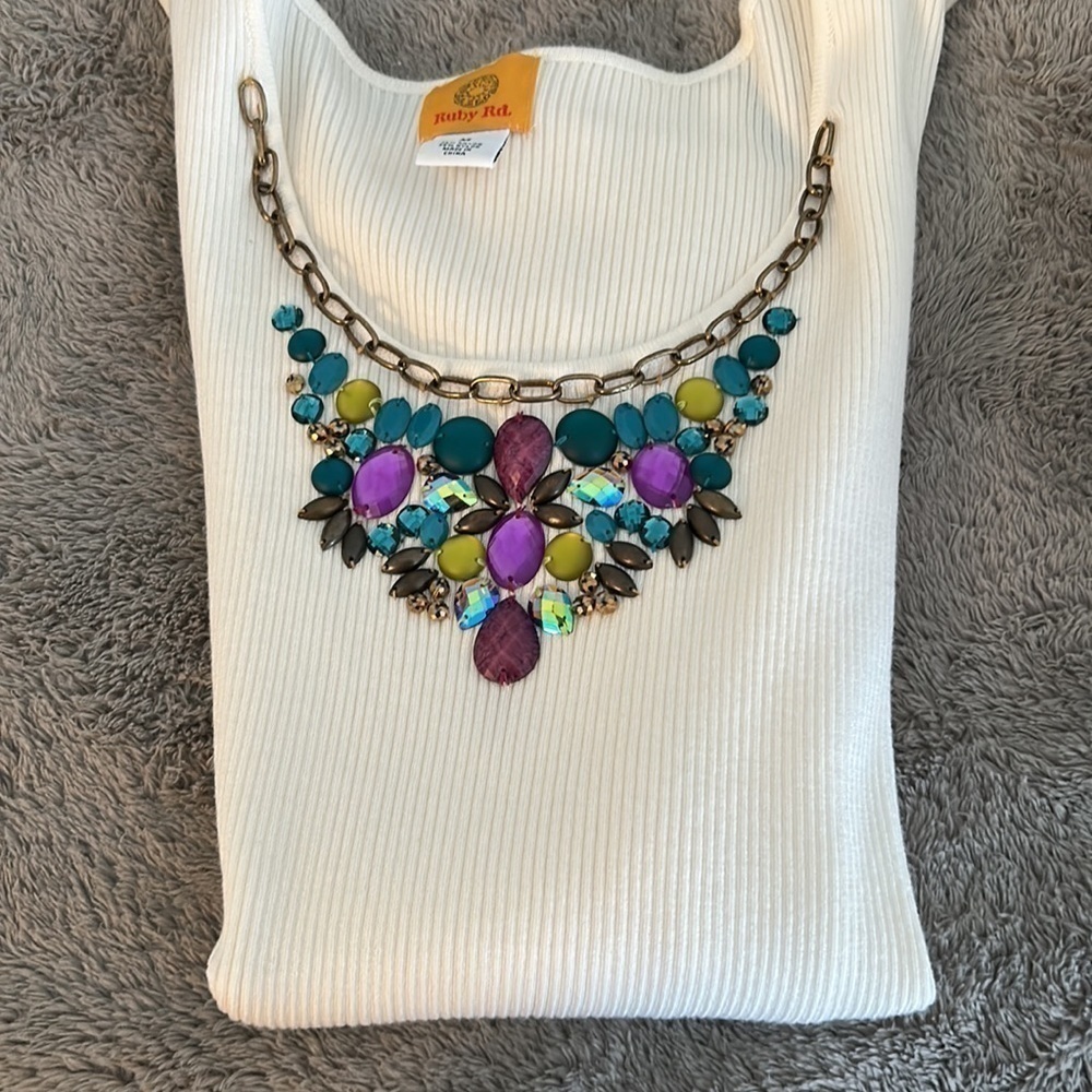 Ruby Rd‎ Beaded White Tank Top size (M) - Picture 6 of 6